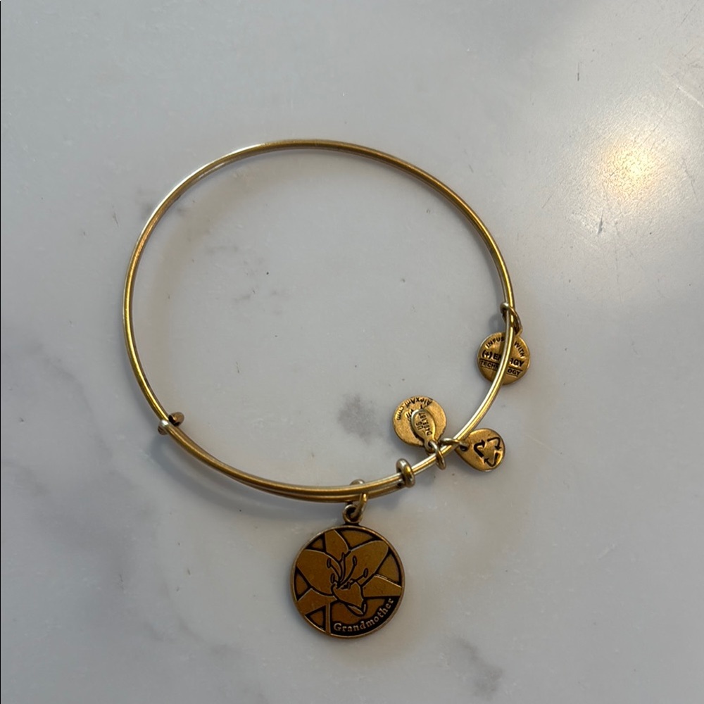 Gold Bangle Bracelet with Charms